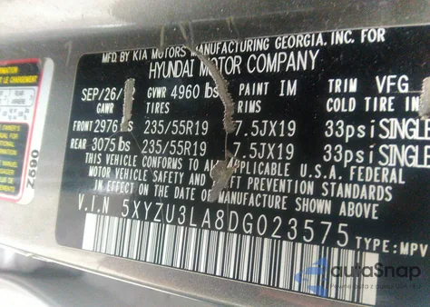 2013 Hyundai Santa Fe Sport 2.0T from USA, damaged, VIN 5XYZU3LA8DG023575